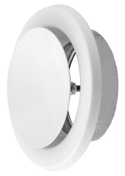 ANEMOSTAT WYWIEWNY 125mm BIAŁY SKANDYNAWSKI PŁASKI Z RAMKĄ MONTAŻOWĄ