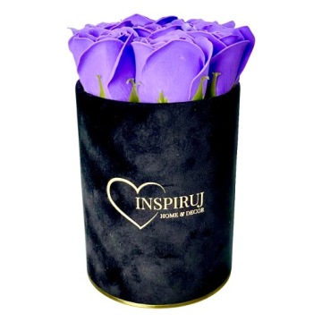 ЦВЕТОЧНАЯ КОРОБКА С МЫЛЬНЫМИ ЦВЕТАМИ ПОДАРОЧНЫЕ ЦВЕТЫ МЫЛЬНЫЕ РОЗЫ ВЕЛЮРОВАЯ КОРОБКА