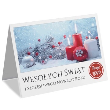 FIRMOWE KARTKI ŚWIĄTECZNE Biznesowe z LOGO A6 50szt