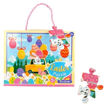 Układanka Puzzle 45el. Pisanki Zajączki Kurczaczki WIELKANOC Grafix 35x25cm