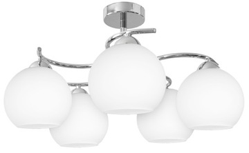 LAMPA WISZĄCA SUFITOWA ŻYRANDOL NOWOCZESNA CHROM SZKLANE BIAŁE KULE LED