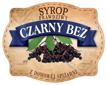 SYROP CZARNY BEZ - Etykieta na słoik, naklejka