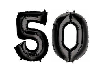 Balony Cyfry Czarne 50 urodziny 100 cm