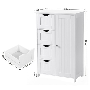 БЕЛЫЙ ШКАФ ДЛЯ ВАННОЙ КОМОД С ЯЩИКАМИ 55 СМ
