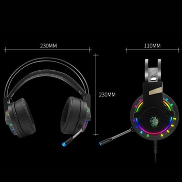SŁUCHAWKI GAMINGOWE RGB LED MIKROFON USB JACK