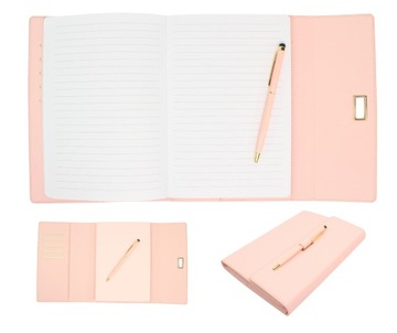 NOTES PLANER NOTATNIK A5 ORGANIZER WIZYTOWNIK ZESZYT LINIE EKO SKÓRA RÓŻOWY