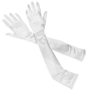 ДЛИННЫЕ ВЕЧЕРНИЕ ПЕРЧАТКИ РЕТРО РАСТЯЖИВАЕМЫЙ ЛОКОТЬ БЕЛЫЕ BQ62A