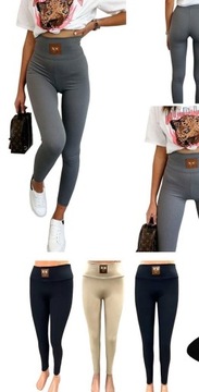 LEGGINSY ZŁOTE JASKÓŁKI PRĄŻKOWANE GETRY PTASZKI FITNESS PIMKO PRĄŻEK M