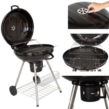 Grill węglowy okragły z POKRYWĄ popielnik GW0201