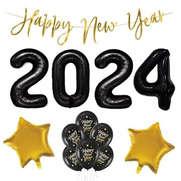 ZESTAW DEKORACJI BALONY SYLWESTER 2024 13SZT