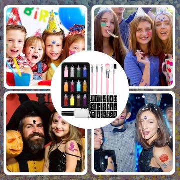 НАБОР ДЛЯ ТАТУ С БЛЕСКАМИ «Сделай сам» 87 ШАБЛОНОВ 12 БЛЕСКОВ В ПОДАРОК