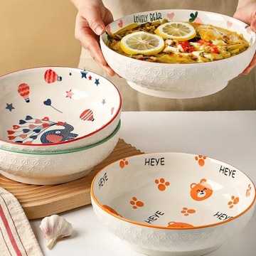 Посуда керамическая с рисунком животных, мультяшный узор, подушка, подглазурная