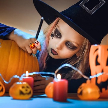 100 шт., украшения для Хэллоуина, креативные милые кольца для глаз с тыквой и призраком для