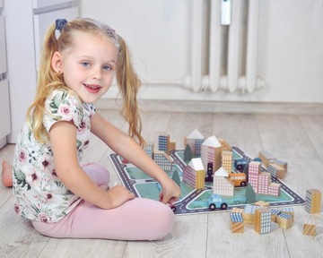 ДЕРЕВЯННЫЕ БЛОКИ В ВЕДРЕ МАШИНЫ ЗДАНИЯ ГОРОД МАКЕТ VIGA POLARB