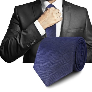 Elegancki krawat męski klasyczny granatowy
