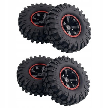 4 szt. Gumowe opony i felgi do Axial Red