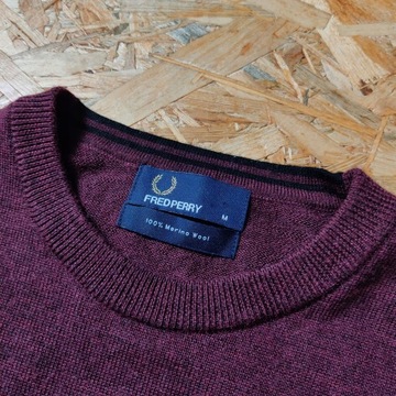 Sweter Wełniany FRED PERRY Merino Wool Casual M