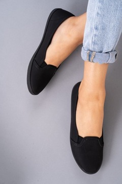 Черные балетки, вырезные кроссовки на резинках, Легкие летние туфли 39