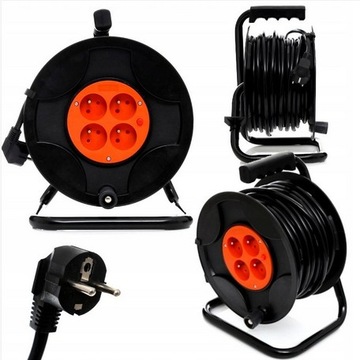 PRZEDŁUŻACZ OGRODOWY 25M Budowlany Kosiarki GRUBY NA BĘBNIE BĘBNOWY ZWIJANY