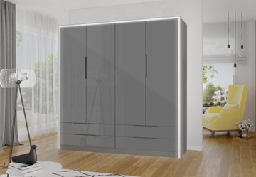 MODNA SZAFA PORTO OTWIERANA POŁYSK + LED 207 x 220