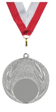 MEDAL SREBRNY z grawerem NAGRODA 50mm WSTĄŻKA