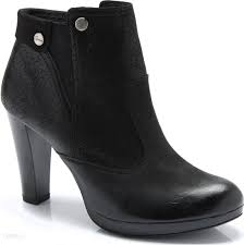 Czarne botki damskie na słupku do kostki skórzane buty ocieplane Contes 36