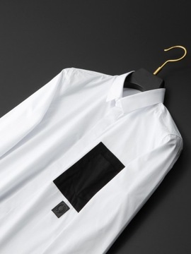 Markowa czarna biała kieszeń koszula patchworkowa