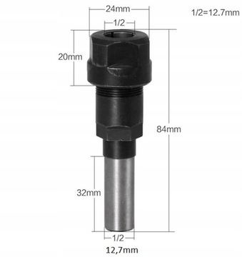 Przedlużka frezu wrzeciona frezarki 12 mm