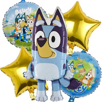 Zestaw balony foliowe piesek BLUEY urodziny 5szt