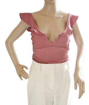 Body Różowe Gina Tricot XS 34 Sexy Prążkowane