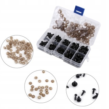 100 SZTUK CZARNE PLASTIKOWE ZABAWKI OCZY