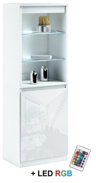 032-020 WITRYNA LED/1d + oświetlenie RGB - BIAŁY mat / POŁYSK