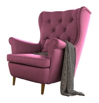 Fotel uszak pikowany róż Amor Velvet 4308