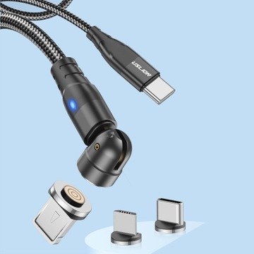 ПОВОРОТНЫЙ МАГНИТНЫЙ КАБЕЛЬ 2М БЫСТРАЯ ЗАРЯДКА 3А USB C PD CUB 60ВТ
