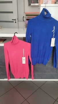 Sweter bluzka wiskoza golf niebieski różowy uniwersalny chaber