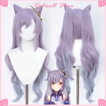 Genshin Impact Wig Keqing Cosplay Purple Long
