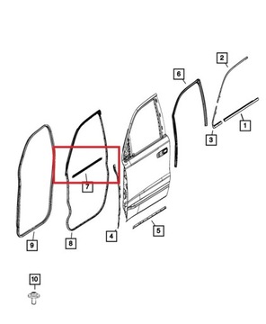 DODGE RAM 1500 19 2019-2023 LIŠTA DVEŘE PŘEDNÍ TĚSNĚNÍ PRAVÁ LEVÝ