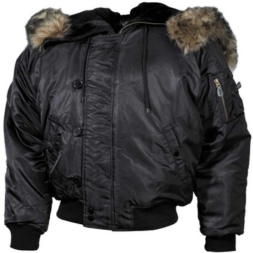 Kurtka pilotka flyers z kapturem MFH US Polar Jacket N2B Czarna XXL