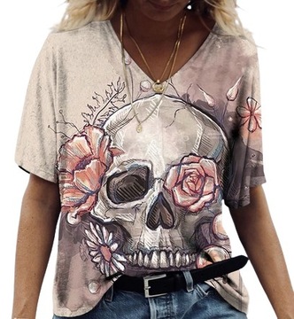 Letni Modny Damski T-shirt Koszulka CZACHA CZASZKA