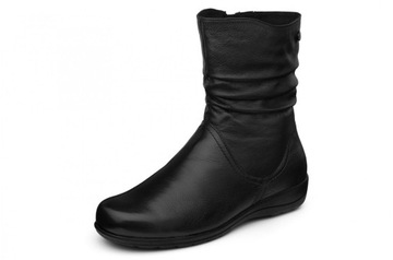 Caprice czarne buty botki damskie zimowe ocieplane skóra naturalna wełna 42