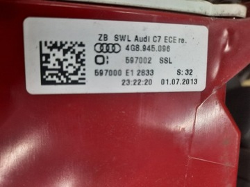 AUDI A7 4G8 SVĚTLO ZADNÍ PRAVÁ LED W BLATNÍK