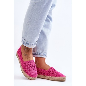 Różowe Tkanina Buty Damskie Espadryle PG1 r.37