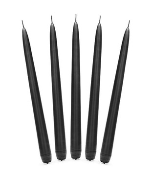 Świece świeczki stożkowe czarne MAT 5szt - 24cm