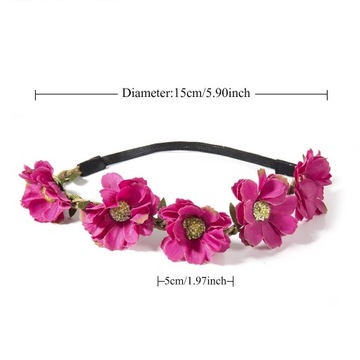Kwiatowe opaski na głowę 5szt bezuciskowe festiwal