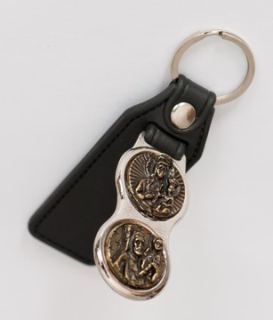 Brelok podwójny Matka Boska św.Krzysztof do kluczy i kluczyków