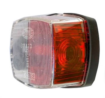 Lampa obrysowa boczna biało- czerwona kwadrat 12V