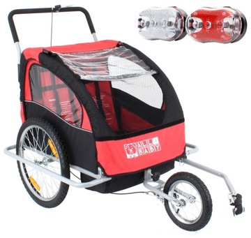 PRZYCZEPKA ROWEROWA SKŁADANA 3w1 LED 01 DLA DZIECI CZERWONA AL01