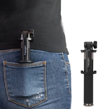 Uchwyt selfie stick z kablem USB Spigen czarny
