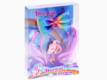 блестящая БЭНД, хвостики, бантик ЕДИНОРОГ