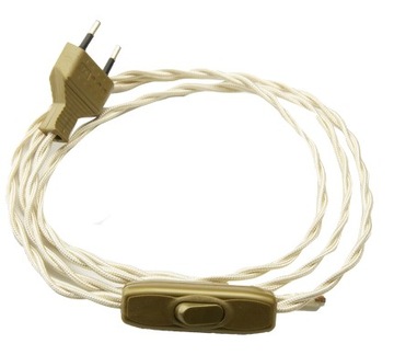 Przewód kabel KOŚĆ SŁONIO w oplocie z wtyczką 1,50